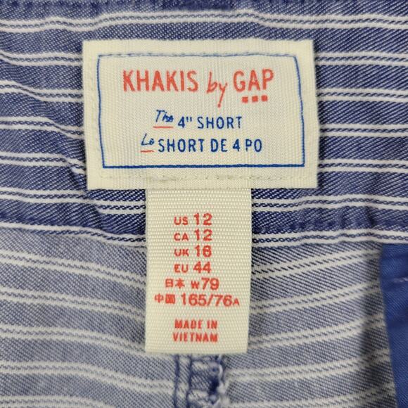 Khakis by Gap Shorts Womens Size 12 The 4" Short Blue Stripe 32" Waist - Picture 4 of 9
